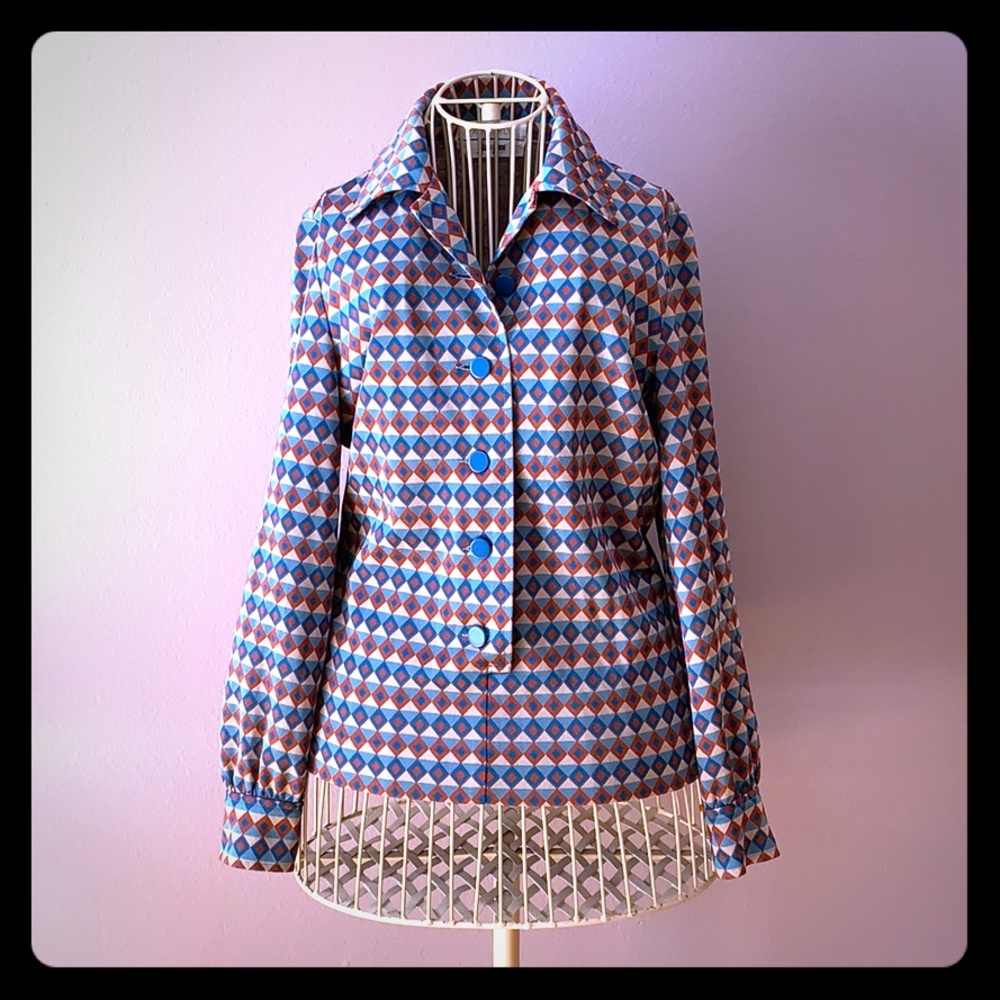 Neiman Marcus FUNKY 70s style Geo Harlequin Plaid Diamond Pattern Knit